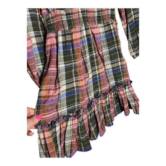 NWT Veronica Beard Olive and Pink Plaid Ruffle Destiny Dress Size 2 - Picture 7 of 12